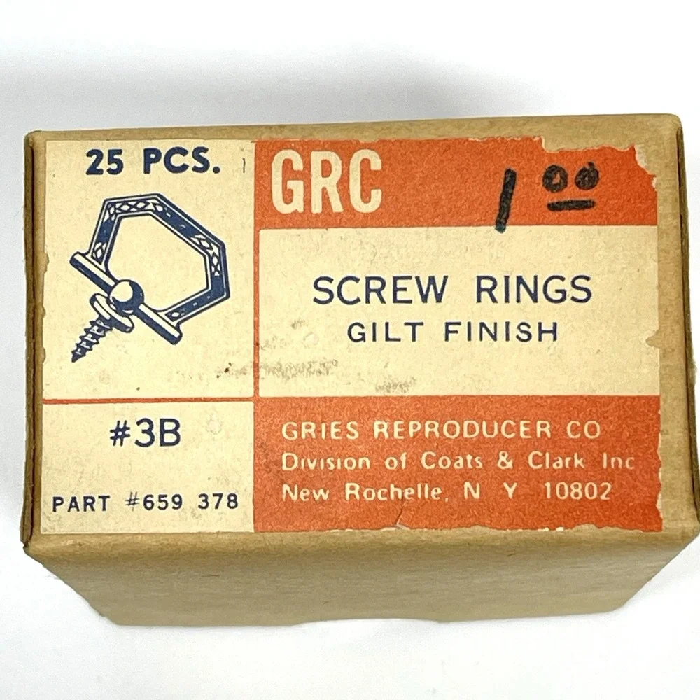Vintage Screw Rings 3B Gilt Finish‎ By Gries Reproducer Co Hardware Crafts Lot 3
